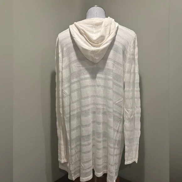 NWOT JNY (Jones New York) Long, White, Hooded Cardigan. Size Large - Picture 2 of 4